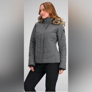 Obermeyer Tuscany II Insulated Ski Snowboard Jacket Size 8 Color Charcoal EUC